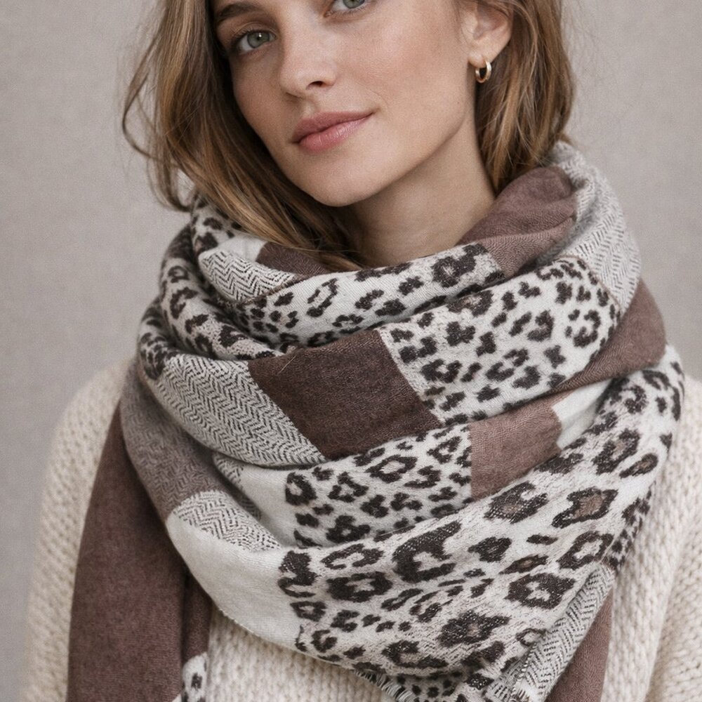 Outstanding  luxury leopard print wrap, heavy, very soft, 26" wide